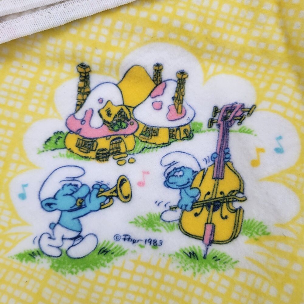 Smurfs Dundee Fitted Crib Bed Sheet Musical Instruments Smurfette Yellow 27x50 - Picture 4 of 8